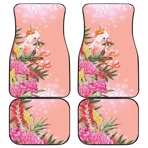 Australia Christmas Pink Cockatoo with Banksia Car Mats Coral Pink - Aussie Hoodie