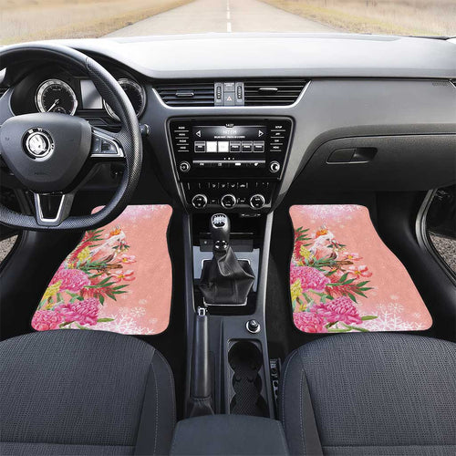 Australia Christmas Pink Cockatoo with Banksia Car Mats Coral Pink - Aussie Hoodie