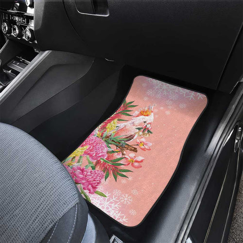 Australia Christmas Pink Cockatoo with Banksia Car Mats Coral Pink - Aussie Hoodie