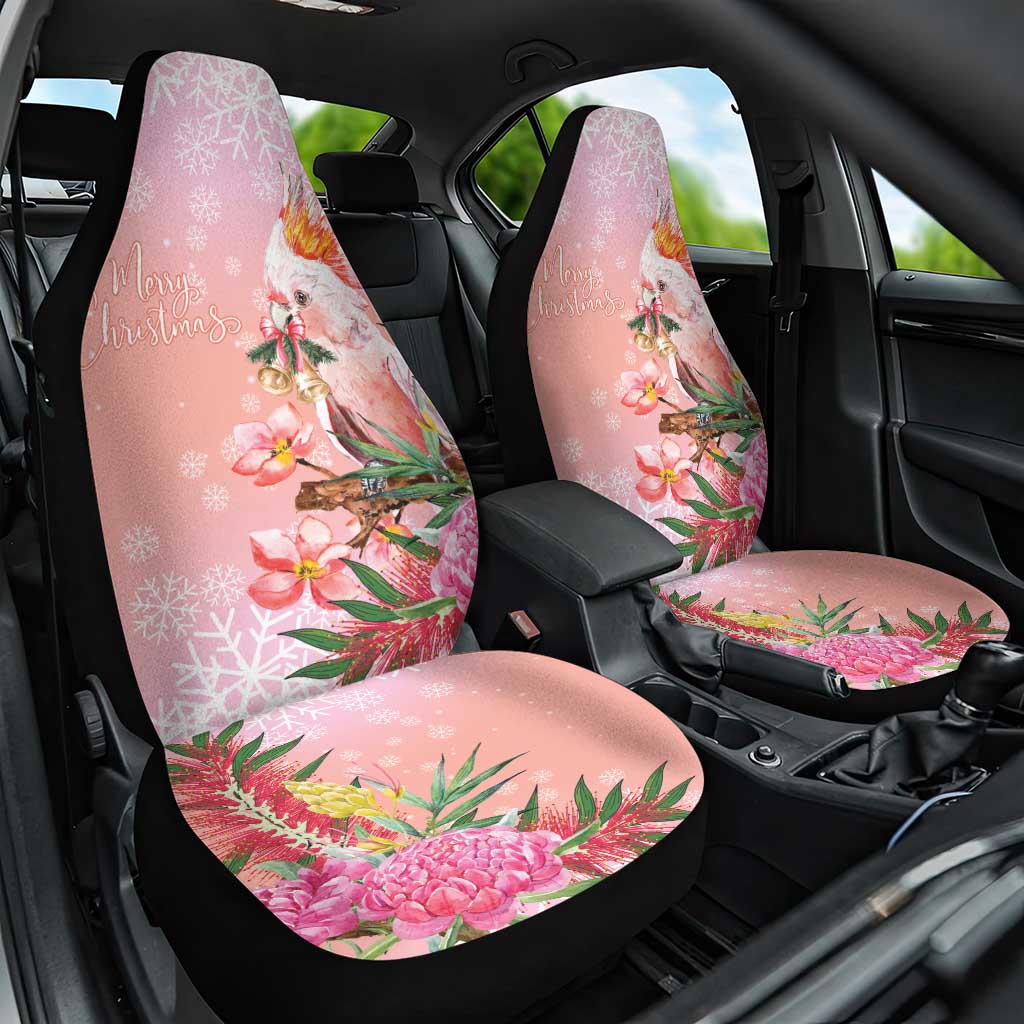 Australia Christmas Pink Cockatoo with Banksia Car Seat Cover Coral Pink - Aussie Hoodie