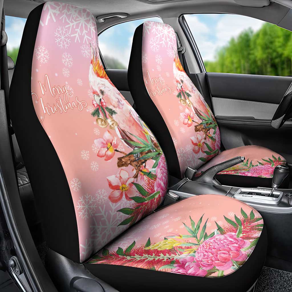 Australia Christmas Pink Cockatoo with Banksia Car Seat Cover Coral Pink - Aussie Hoodie
