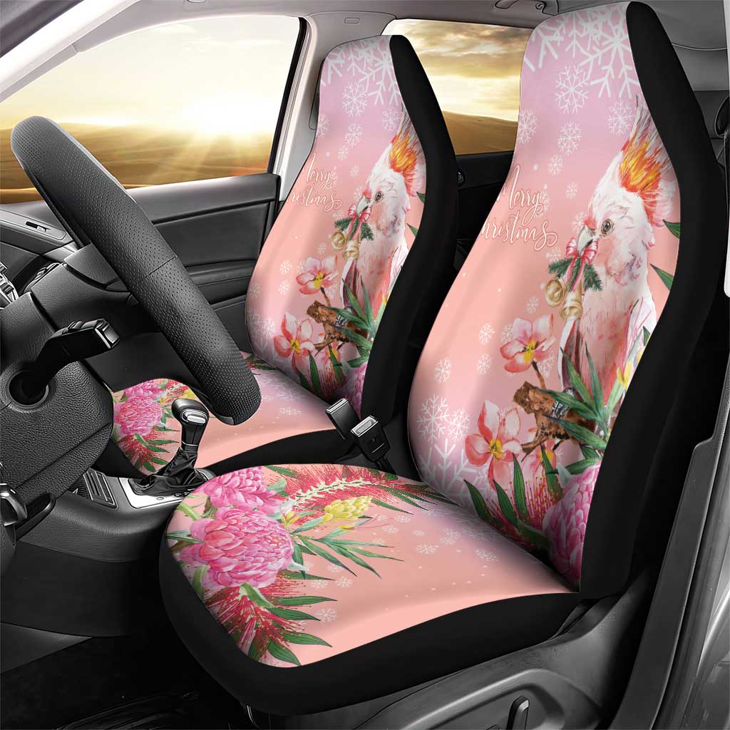 Australia Christmas Pink Cockatoo with Banksia Car Seat Cover Coral Pink - Aussie Hoodie