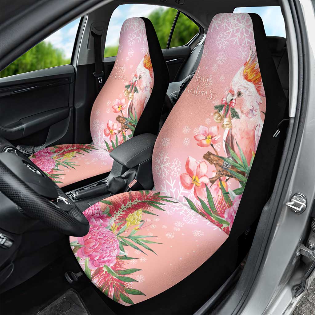 Australia Christmas Pink Cockatoo with Banksia Car Seat Cover Coral Pink - Aussie Hoodie