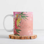 Australia Christmas Pink Cockatoo with Banksia Ceramic Mug Coral Pink - Aussie Hoodie