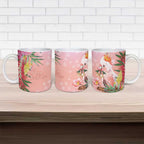 Australia Christmas Pink Cockatoo with Banksia Ceramic Mug Coral Pink - Aussie Hoodie