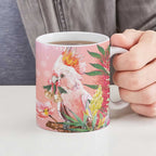 Australia Christmas Pink Cockatoo with Banksia Ceramic Mug Coral Pink - Aussie Hoodie