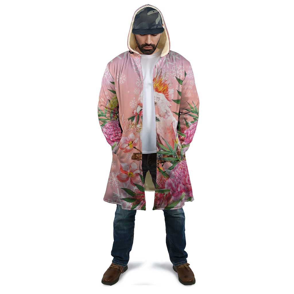 Australia Christmas Pink Cockatoo with Banksia Cloak Coral Pink - Aussie Hoodie