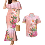 Australia Christmas Pink Cockatoo with Banksia Couples Matching Mermaid Dress and Hawaiian Shirt Coral Pink - Aussie Hoodie