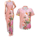 Australia Christmas Pink Cockatoo with Banksia Couples Matching Tank Maxi Dress and Hawaiian Shirt Coral Pink - Aussie Hoodie