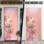 Australia Christmas Pink Cockatoo with Banksia Door Cover Coral Pink - Aussie Hoodie