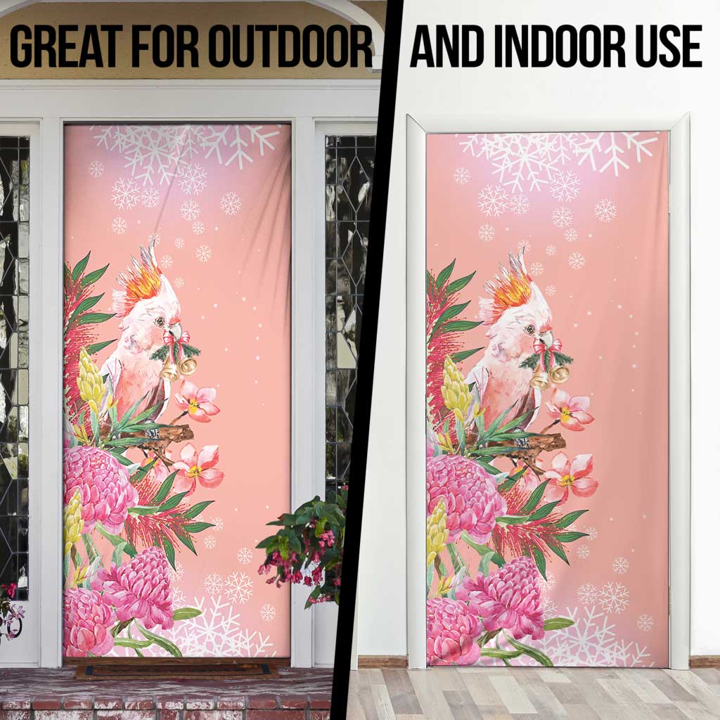 Australia Christmas Pink Cockatoo with Banksia Door Cover Coral Pink - Aussie Hoodie