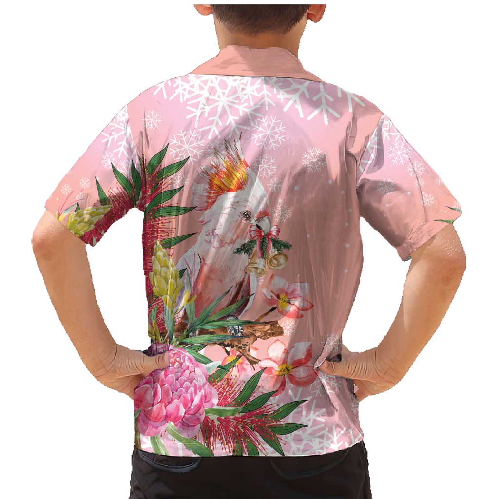 Australia Christmas Pink Cockatoo with Banksia Family Matching Mermaid Dress and Hawaiian Shirt Coral Pink - Aussie Hoodie