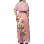 Australia Christmas Pink Cockatoo with Banksia Family Matching Off Shoulder Maxi Dress and Hawaiian Shirt Coral Pink - Aussie Hoodie