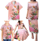 Australia Christmas Pink Cockatoo with Banksia Family Matching Puletasi and Hawaiian Shirt Coral Pink - Aussie Hoodie