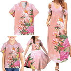 Australia Christmas Pink Cockatoo with Banksia Family Matching Summer Maxi Dress and Hawaiian Shirt Coral Pink - Aussie Hoodie