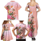 Australia Christmas Pink Cockatoo with Banksia Family Matching Summer Maxi Dress and Hawaiian Shirt Coral Pink - Aussie Hoodie