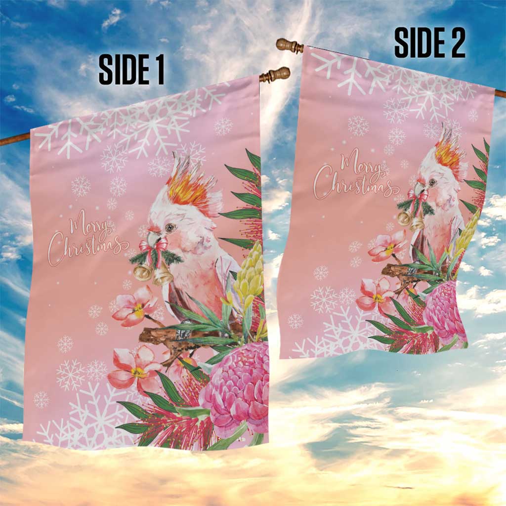 Australia Christmas Pink Cockatoo with Banksia Garden Flag Coral Pink - Aussie Hoodie