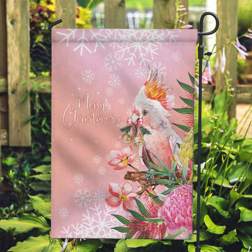 Australia Christmas Pink Cockatoo with Banksia Garden Flag Coral Pink - Aussie Hoodie