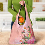 Australia Christmas Pink Cockatoo with Banksia Grocery Bag Coral Pink - Aussie Hoodie