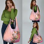 Australia Christmas Pink Cockatoo with Banksia Grocery Bag Coral Pink - Aussie Hoodie