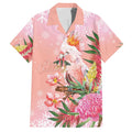 Australia Christmas Pink Cockatoo with Banksia Hawaiian Shirt Coral Pink - Aussie Hoodie