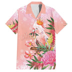 Australia Christmas Pink Cockatoo with Banksia Hawaiian Shirt Coral Pink - Aussie Hoodie