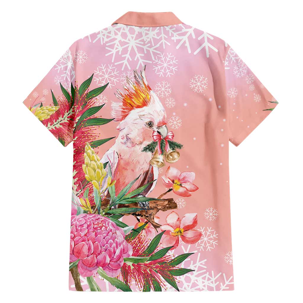 Australia Christmas Pink Cockatoo with Banksia Hawaiian Shirt Coral Pink - Aussie Hoodie