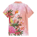 Australia Christmas Pink Cockatoo with Banksia Hawaiian Shirt Coral Pink - Aussie Hoodie