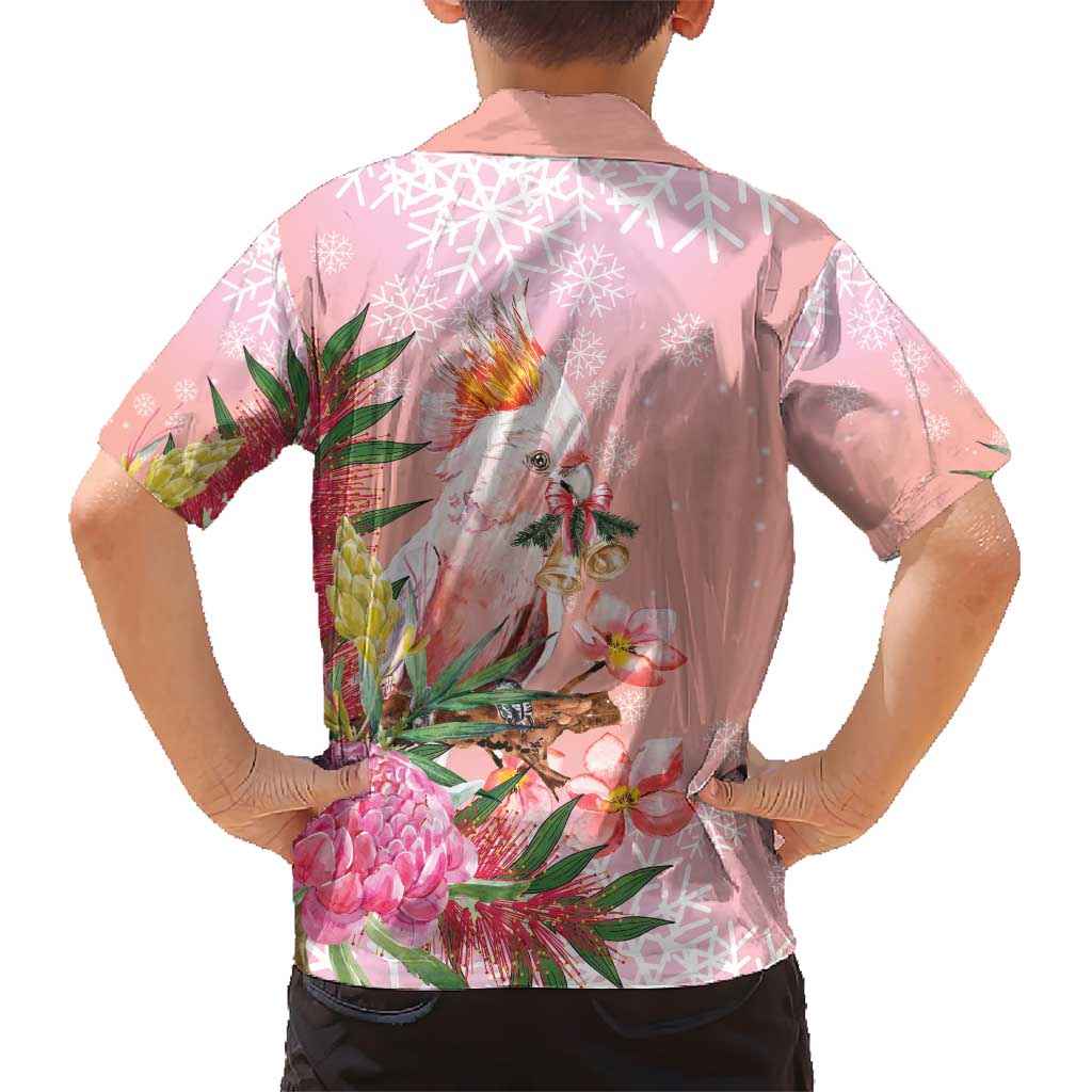 Australia Christmas Pink Cockatoo with Banksia Hawaiian Shirt Coral Pink - Aussie Hoodie