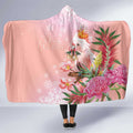 Australia Christmas Pink Cockatoo with Banksia Hooded Blanket Coral Pink - Aussie Hoodie