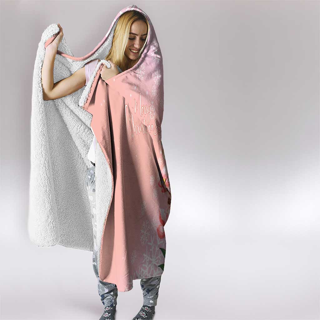 Australia Christmas Pink Cockatoo with Banksia Hooded Blanket Coral Pink - Aussie Hoodie
