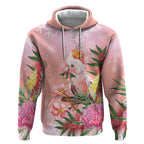 Australia Christmas Pink Cockatoo with Banksia Hoodie Coral Pink - Aussie Hoodie