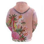 Australia Christmas Pink Cockatoo with Banksia Hoodie Coral Pink - Aussie Hoodie