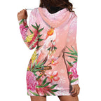 Australia Christmas Pink Cockatoo with Banksia Hoodie Dress Coral Pink - Aussie Hoodie