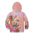 Australia Christmas Pink Cockatoo with Banksia Kid Hoodie Coral Pink - Aussie Hoodie