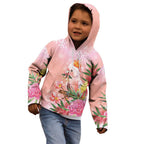 Australia Christmas Pink Cockatoo with Banksia Kid Hoodie Coral Pink - Aussie Hoodie
