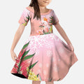 Australia Christmas Pink Cockatoo with Banksia Kid Short Sleeve Dress Coral Pink - Aussie Hoodie