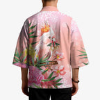 Australia Christmas Pink Cockatoo with Banksia Kimono Coral Pink - Aussie Hoodie