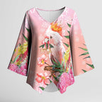 Australia Christmas Pink Cockatoo with Banksia Kimono Sleeve Blouse Coral Pink - Aussie Hoodie