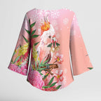 Australia Christmas Pink Cockatoo with Banksia Kimono Sleeve Blouse Coral Pink - Aussie Hoodie