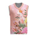 Australia Christmas Pink Cockatoo with Banksia Christmas Knitted V-Neck Vest Coral Pink - Aussie Hoodie