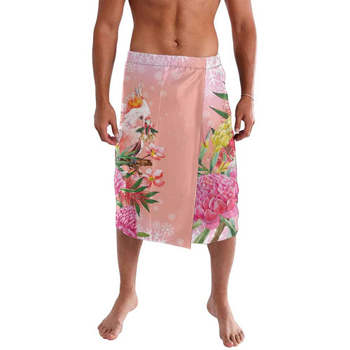 Australia Christmas Pink Cockatoo with Banksia Lavalava Coral Pink - Aussie Hoodie