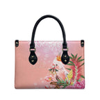 Australia Christmas Pink Cockatoo with Banksia Leather Bag Coral Pink - Aussie Hoodie