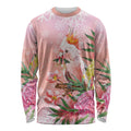 Australia Christmas Pink Cockatoo with Banksia Long Sleeve Shirt Coral Pink - Aussie Hoodie