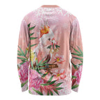 Australia Christmas Pink Cockatoo with Banksia Long Sleeve Shirt Coral Pink - Aussie Hoodie