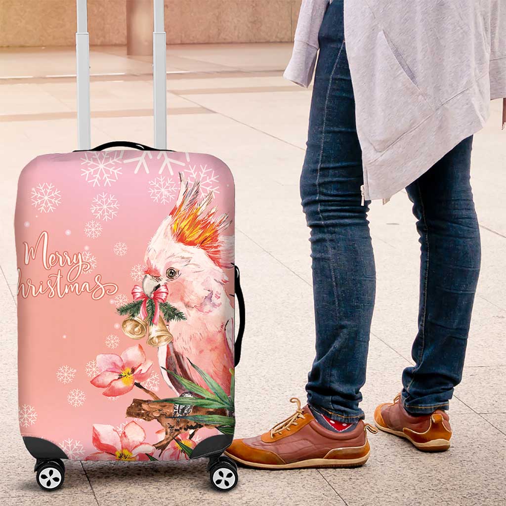 Australia Christmas Pink Cockatoo with Banksia Luggage Cover Coral Pink - Aussie Hoodie
