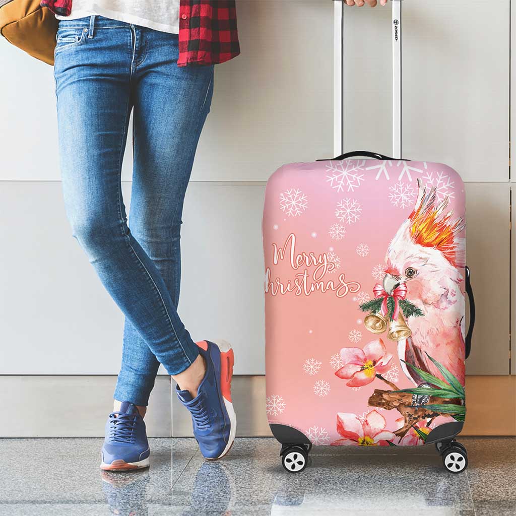 Australia Christmas Pink Cockatoo with Banksia Luggage Cover Coral Pink - Aussie Hoodie