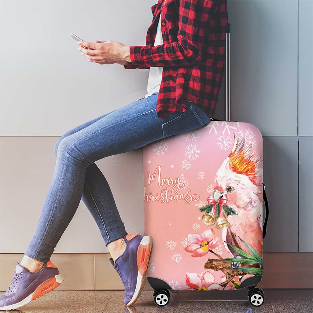 Australia Christmas Pink Cockatoo with Banksia Luggage Cover Coral Pink - Aussie Hoodie