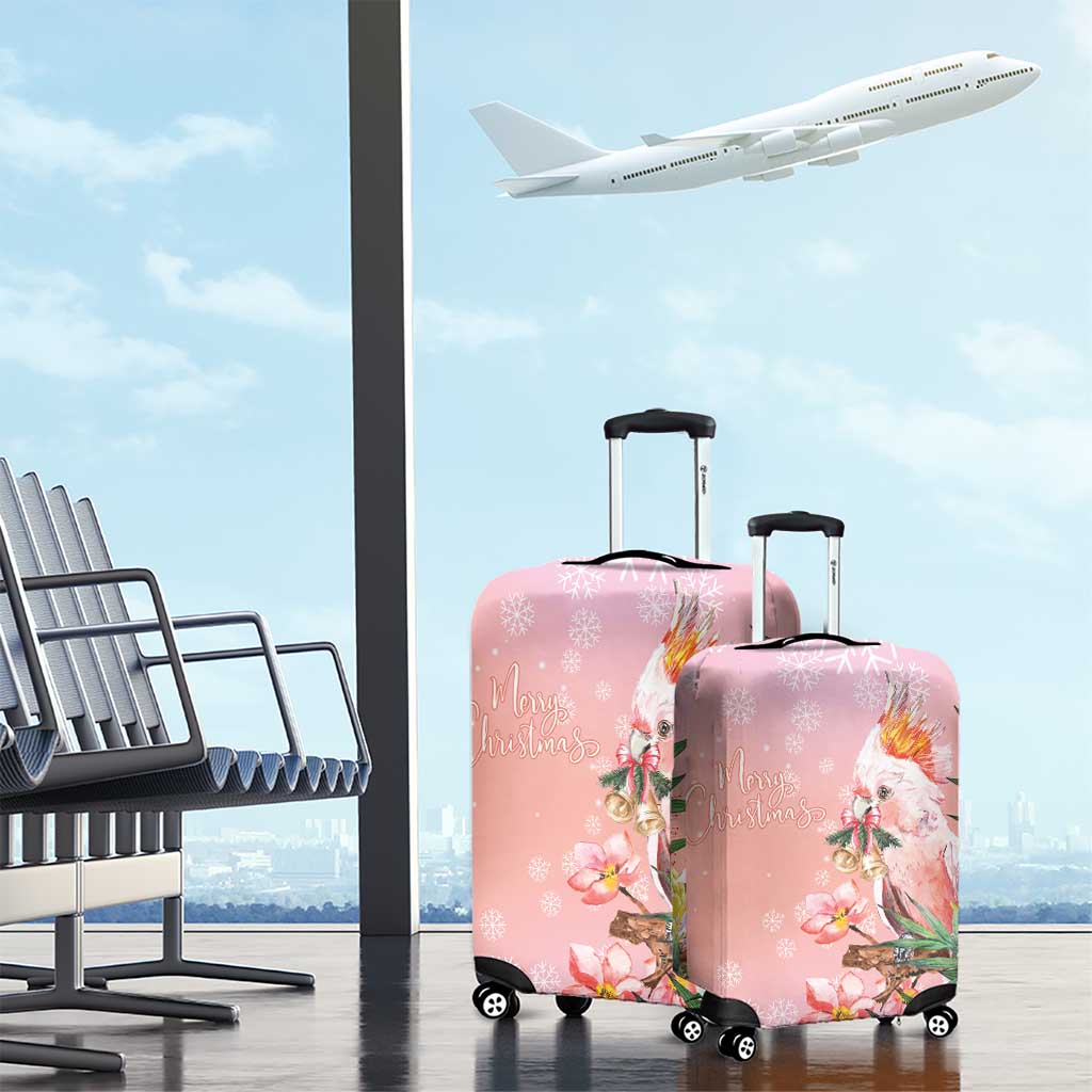 Australia Christmas Pink Cockatoo with Banksia Luggage Cover Coral Pink - Aussie Hoodie