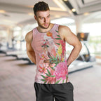 Australia Christmas Pink Cockatoo with Banksia Men Tank Top Coral Pink - Aussie Hoodie